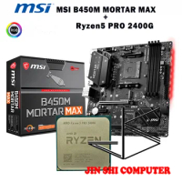 AMD Ryzen 5 PRO 2400G R5 PRO 2400G CPU + MSI B450M MORTAR MAX Motherboard Set meal Socket AM4 New / no fan