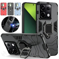 Case for Xiaomi 13T Redmi Note 13 Pro 4G 5G Xiaomi Poco X6 Pro Car Magnetic Ring Stand Silicone Phone Back Shockproof Cover