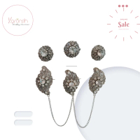 Set Bros Tiga Serangkai Silver Batu Zirkon Cincin Elegan Giwang Perhiasan Anting