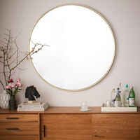 北歐金屬壁掛鏡圓形鏡子簡約化妝鏡浴室鏡圓鏡穿衣鏡創意鏡裝飾鏡 店慶降價