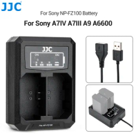 JJC Battery Charger USB Dual Camera Charger for Sony A7CR NP-FZ100 Batteries Compatible with Sony FX30 A7 IV A7 III A6600 A7CR