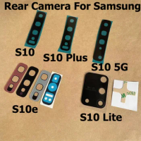 New For Samsung Galaxy S10 S10e E Plus Lite 5G Rear Back Camera Glass Lens With Adhesive Sticker Camera Lens Replacement Parts