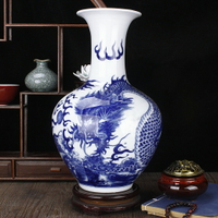 景德鎮陶瓷仿古手繪青花瓷大花瓶擺件插花中式客廳裝飾品工藝擺件
