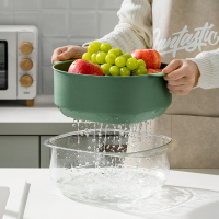 廚房家用洗菜盆雙層瀝水籃淘菜籃濾水藍漏水盤客廳洗水果蔬菜籃