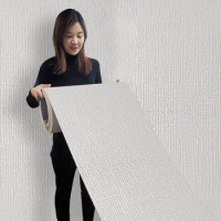 PE Foam Cotton Wall Sticker Linen Style Self-adhesive Aluminized Film Waterproof Landscaping Wall Home Decoration 3D Wallpaper