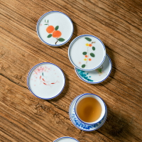 手繪陶瓷茶墊日式隔熱茶杯墊茶道功夫茶杯托墊創意茶具配件瓷杯墊