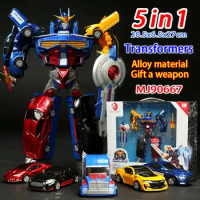 New Transformation 5in1 Alloy Robot Autobots Car Model Children's Toys Boy Defensor Devastator Anime Action Figure Birthday Gift