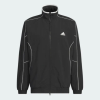 【adidas 愛迪達】外套 男女 中性款 運動立領外套 亞規 WORD WOVEN JKT 黑 JH1023