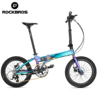 ROCKBROS Bicycle Folding Bike 14'' 16'' 20'' 9 Speed Bike Wheel V Disc Brake Children Aluminum Alloy Sports Whole Bikes
