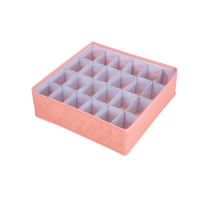 內衣收納盒（24格--【無蓋/襪子盒】橘粉色） 