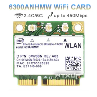 Dual band 450Mbps Mini Half PCI-e Wireless Wifi Card 633ANHMW 6300AN for Intel Ultimate-N 6300 for Acer/Asus/Dell laptop