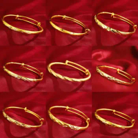 999 Gold 24k Antique Dragon Phoenix Wedding Push-pull Bracelet Wedding Meteor Shower Full of Stars Bracelet Open-ended Jewelry
