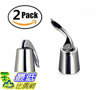 [106美國直購] Premium Stainless Steel Vacuum Wine Bottle Stopper sealer kit Sealed Leak-proof Wine Plug Reusable Cap by Y&amp;R Direct ,Pack of 2