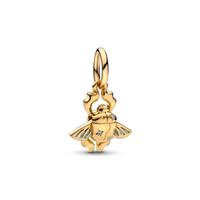 จี้ชาร์ม Disney Aladdin beetle 14k gold-plated dangle with clear cubic zirconia and transparent aqua