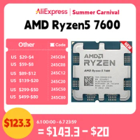 New AMD Ryzen 5 7600 R5 7600 CPU Processor 3.8 GHz 6-Core 12-Thread CPU Processor 5NM L3=32M Socket AM5 （No Cooler）