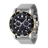 【INVICTA 英威塔】銀黑色系 金框 三眼計時 米蘭錶帶 48mm 男錶(48073)