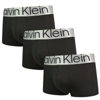 Calvin Klein Reconsidered Steel 絲質寬腰帶合身四角/平口褲/CK內褲-黑色 三入組