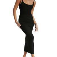Fashion Women's Bodycon Long Dress Sleeveless Backless Square Neck Spaghetti Strap Party Dress High Y2k Streetwear