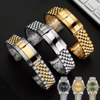 904 Solid Stainless steel WatchBands For Rolex Strap for DATEJUST Watch band Submarine Wristband Silver Gold Bracelet 20mm