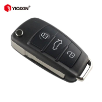 YIQIXIN For Audi A2 A3 A4 A4L A6 A6L A8 Q3 Q7 TT S5 C5 C6 B6 Flip Remote Car Key Shell Cover 3 Button Uncut Blade Replacement