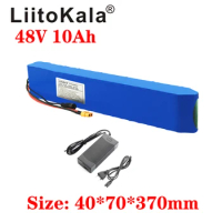 LiitoKala 48V E-bike battery 48v 10ah 18650 li-ion battery pack bike conversion kit 1000w XT60 plug + 54.6v 2A Charger
