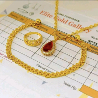 Set perhiasan wanita dewasa lapis emas kuda 375 kadar beserta surat bisa di jual kembali