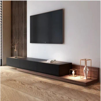 Modern TV Cabinet Wood TV Stand, Retractable Media Console for up to 85 Inch TV, 3 Drawers, Walnut, Soild Wood, 78"-140"