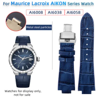 For Maurice Lacroix leather strap AIKON watch strap AI6008 AI6038 AI6058 series quick release blue business watchband accessory