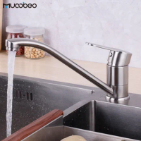 Modern Style SUS 304 Stainless Steel Kitchen Faucet Brushed Nickel Sink Tap Single Handle Tap Mixer