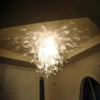 Luxury Ceiling Lights Modern Hand Blown Glass Chandelier LED Living Room Bedroom Art Decor Lamp 80 by 40 CM