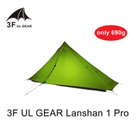 3F UL Gear Lanshan 1 Pro Camping Tent 1P Person Outdoor 20D Both Sides Silicon Coated Upgrade Silnylon No Pole Ultralight