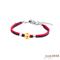 J code真愛密碼金飾 愛情話黃金/純銀編織手鍊-紅黑繩
