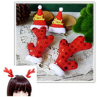 立體聖誕造型髮夾-一對 耶誕 麋鹿角 賣萌 小草髮夾 聖誕佈置 聖誕樹 聖誕燈 聖誕帽 聖誕裝 聖誕禮物
