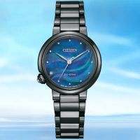 【CITIZEN 星辰】L系列 藍眼淚 藍蝶貝 優雅光動能腕錶 618 年中慶 禮物(EM0915-86N)