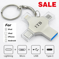 4-in-1 OTG USB Flash Drive, 16GB-256GB Memory Stick for Phone, Android, PC, Type-C, Lightning, Micro
