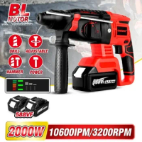 Brushless Cordless Electric Hammer Drill 3200RPM 4 Function Rotary Hammer 26mm Impact Drill Rechargeable For Makita 18V Battery