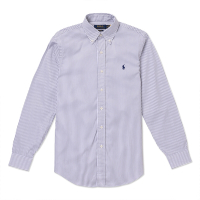 Polo Ralph Lauren RL 熱銷刺繡小馬長袖襯衫(CLASSIC FIT)-灰白直條紋色