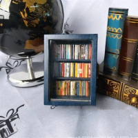 Miniature Bookshelf Pocket Anxiety Bookshelf Wooden Tiny Book Library Stress Reliever Bookshelf Tabletop