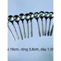 Muỗng suop tròn inox  trung  PHP8824 kích thước 16cm, đường kính muỗng 3,8cm, dày hơn 1,5ly