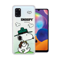 史努比/SNOOPY 正版授權 三星 Samsung Galaxy A31 漸層彩繪空壓手機殼(郊遊)