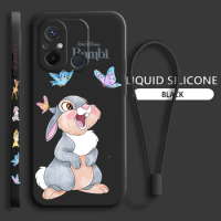 Bambi Cute Cartoon For Xiaomi Redmi 12 12C 11 Prime A1 10 10X 9 9A 9AT 8 Pro 4G 5G Liquid Left Rope Phone Case Coque Capa