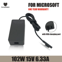 15V 6.33A 102W charger for Microsoft Surface Book 2 Surface Go Surface Pro 6 Pro 7 Pro 5 Pro 4 Pro with DC 5V 1.5A USB Charger
