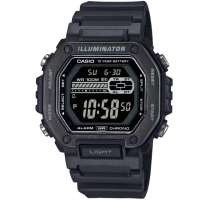 【CASIO 卡西歐】卡西歐十年電力運動電子膠帶錶-黑色(MWD-110HB-1B 全配盒裝版)