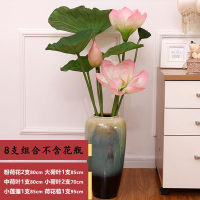 人造花 仿真植物 仿真樹 仿真綠植 仿真擺飾 荷花荷葉組合新款套裝PU手感蓮蓬蓮花假絹花客廳中式套裝插花137S 快速出貨