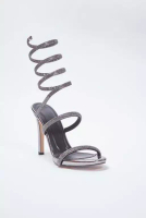Trendyol Anthracite Stone Ankle Wrap Evening Dress Wraparound Women's Heeled Sandals Takss25To00085