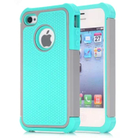 For iPhone 4 4S Case,WEFOR Hybrid Dual Layer Protective Case Cover with Hard Plastic and Soft Silicone for iPhone 4S &amp; iPhone 4