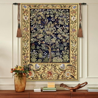 鳳凰藝術掛毯 生命之樹提花壁毯 墻面背景掛布 歐美中式布藝軟裝