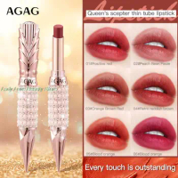 AGAG Queen's Scepter Thin Tube Lipstick Velvet Matte Lipstick Lasting Moisturizing Blood Orange Red Retro Red Brown Lipstick