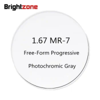 1.67 MR-7 High Index Super Thin Free Form Progressive Photochromic Gray No-line AR Optical Prescription Eye Glasses Clear Lenses