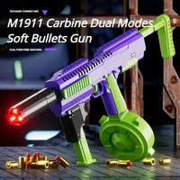M1911 Carbine Soft Bullets Dual Mode Rifles Automatic Shell Ejection Continuous Firing Toy Guns With Laser Drum Outdoor Cs Gifts